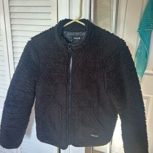Hurley Quilted Jacket in Black with Dark Burgundy Sheen